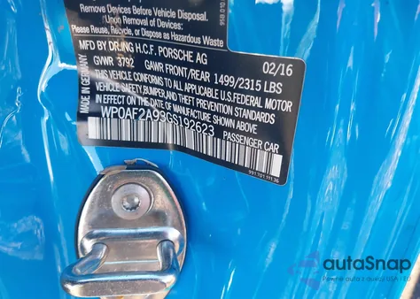 2016 Porsche 911 R from USA, damaged, VIN WP0AF2A93GS192623